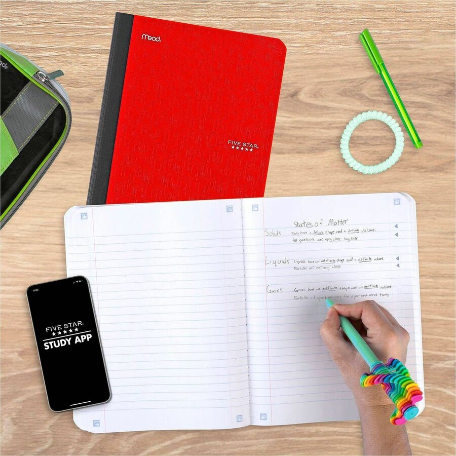 Mead Wide Ruled Composition Book - 80 Sheets - Sewn - Margin - 7 1/2’’ x 9 3/4’’ Sheet Size - Assorted Plastic Cover