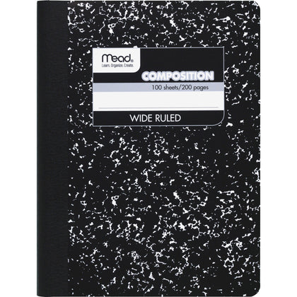 Mead Wide Ruled Composition Notebook: 100 Sheets 7 1/2’’ x 9 3/4’’ Black Marble Cover - Notebooks