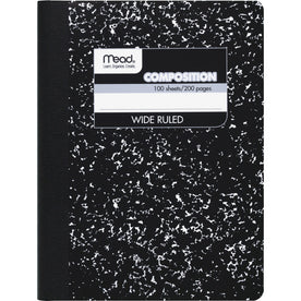 Mead Wide Ruled Composition Notebook: 100 Sheets 7 1/2’’ x 9 3/4’’ Black Marble Cover - Notebooks