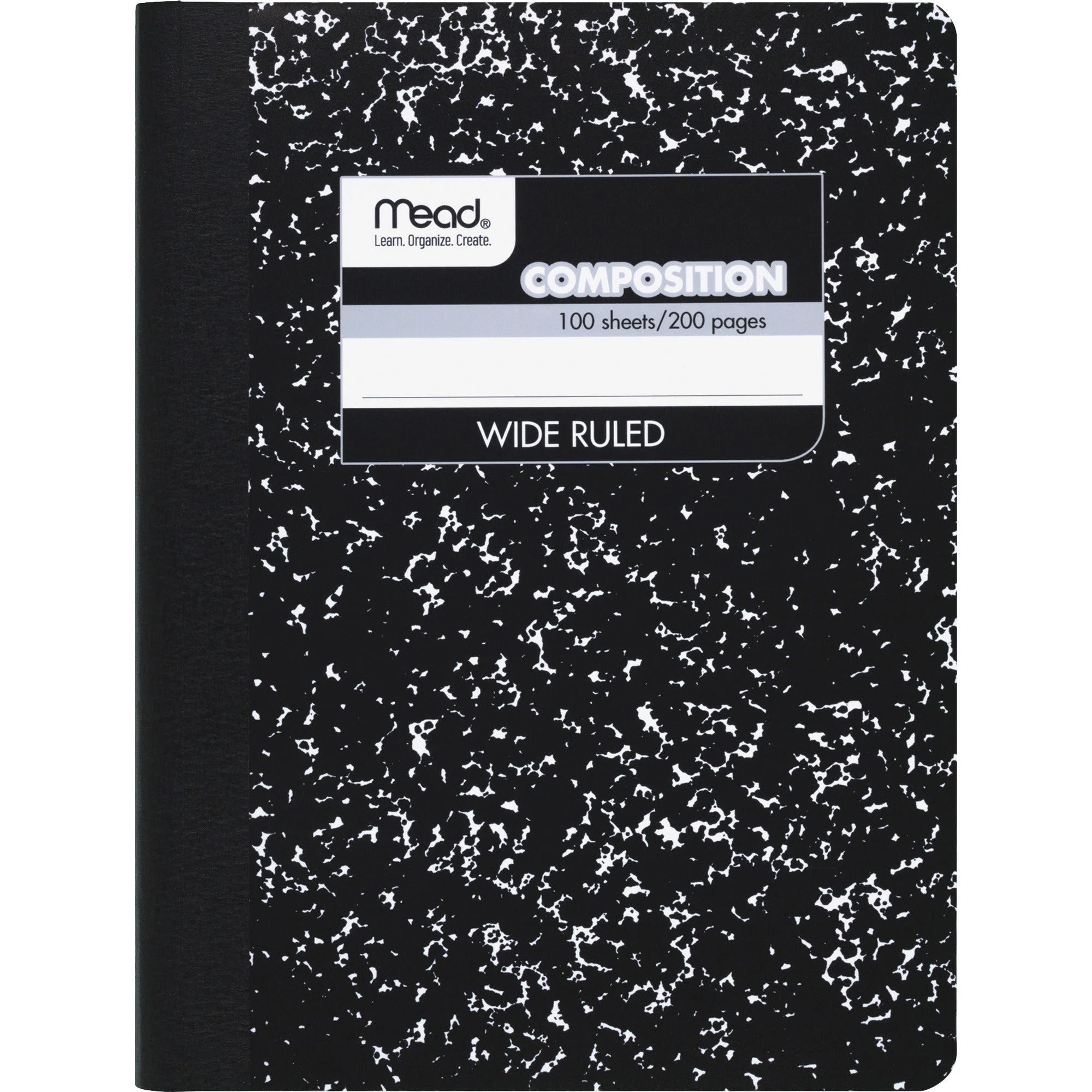 Mead Wide Ruled Composition Notebook: 100 Sheets 7 1/2’’ x 9 3/4’’ Black Marble Cover - Notebooks