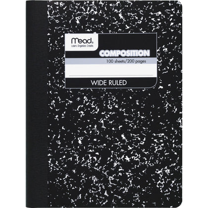 Mead Wide Ruled Composition Notebook: 100 Sheets 7 1/2’’ x 9 3/4’’ Black Marble Cover - Notebooks