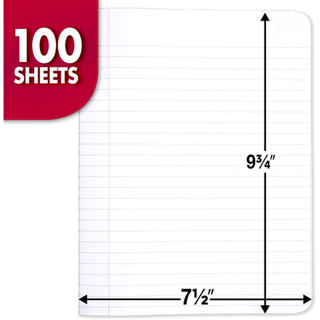 Mead Wide Ruled Composition Notebook - 100 Sheets - Sewn - 7 1/2’’ x 9 3/4’’ Sheet Size - White Paper - Black Marble