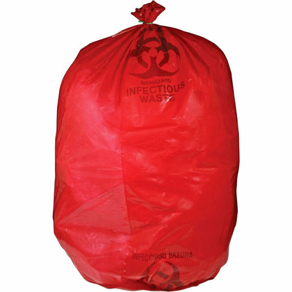 Medegen MHMS Red Biohazard Infectious Waste Bags - 33 gal Capacity - 43’’ Length x 31’’ Width 1.50 mil (38 Micron)