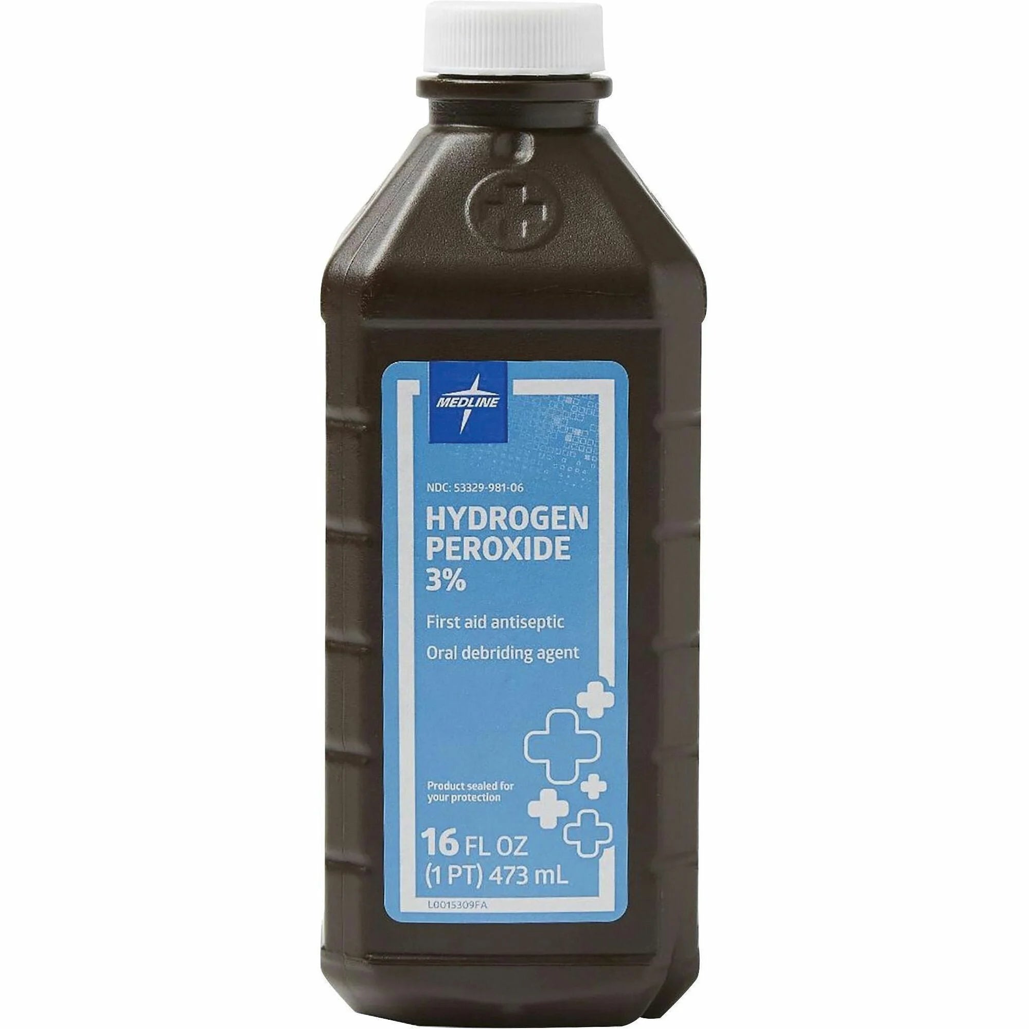 Medline 3% USP Hydrogen Peroxide - 16 fl oz - For Cuts Abrasions Burns - Wound Care