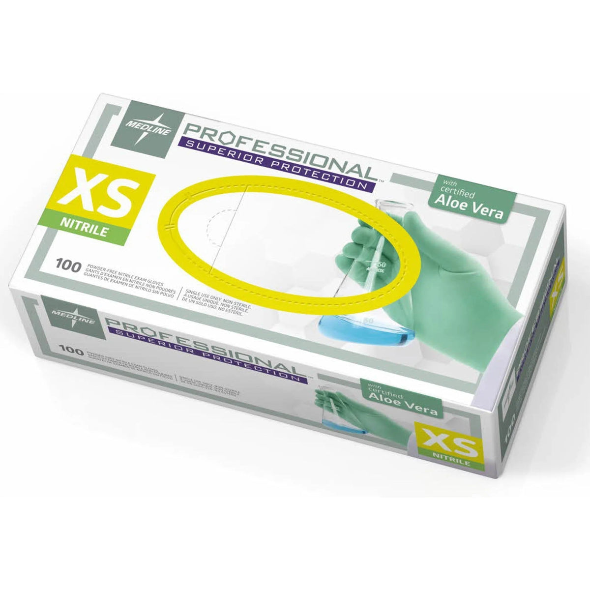 Medline Aloetouch Gloves: 5.9 mil Thickness X-Small Green - Latex-free Non-sterile - Lab Use - Exam Gloves