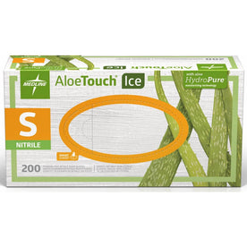 Medline Aloetouch Ice Nitrile Gloves - Small Size - Latex-Free Textured - Healthcare Working - 200/Box - Exam