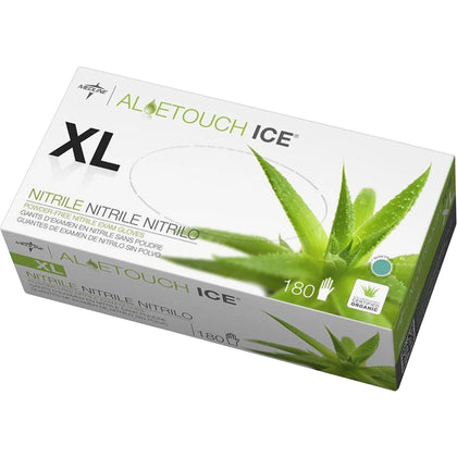 Medline Aloetouch Ice Nitrile Gloves - X-Large: Latex-free Textured for Healthcare - 180/Box - Exam