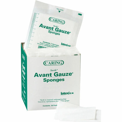 Medline Avant Sterile Gauze Sponges - 4 Ply - 2’’ x - White - 50/Box - Bandages & Wraps