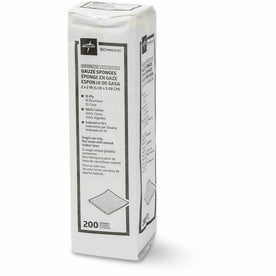 Medline Caring Non-sterile Gauze Sponges: 12-Ply 2’’ x White - 200/Box - Bandages & Wraps