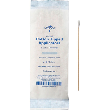 Medline Cotton-Tip Applicators - 6’’ Length - White - 1000/Box - Cotton Balls & Swabs