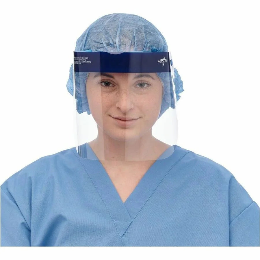 Medline Disposable Face Shields - Fog & Splash Protection - Lightweight Anti-fog - Protective Gear
