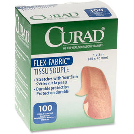 Medline Fabric Bandages: Comfort Cloth Adhesive - Tan 1’’ x 3’’ - 100/Box - Bandages & Wraps