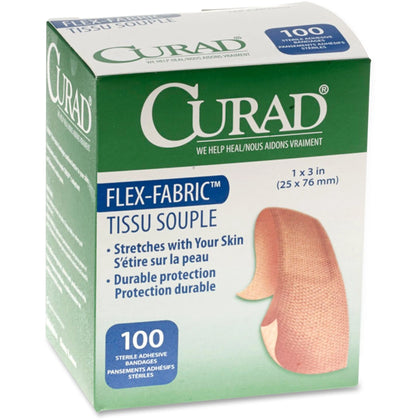 Medline Fabric Bandages: Comfort Cloth Adhesive - Tan 1’’ x 3’’ - 100/Box - Bandages & Wraps