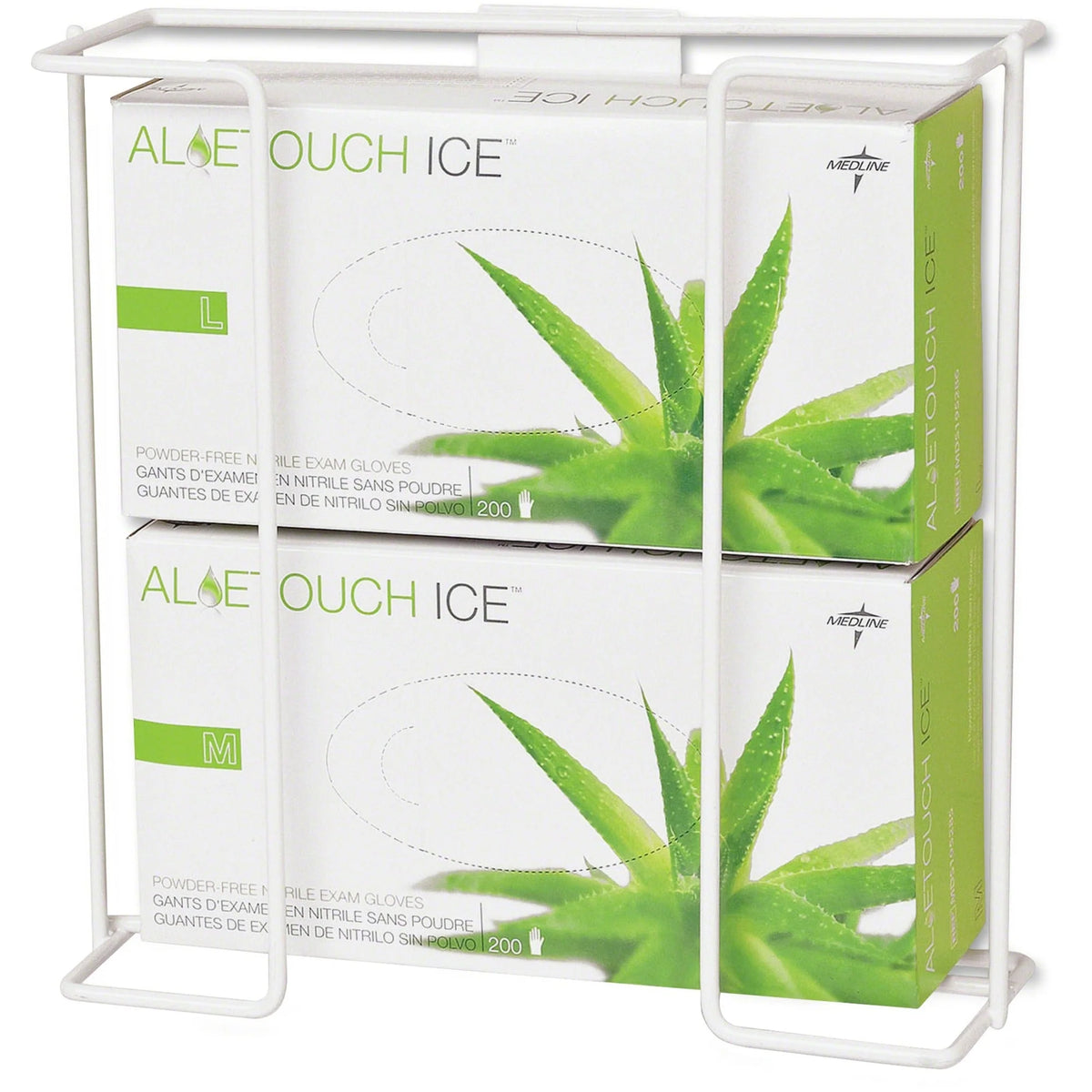 Medline Horizontal-Mount Wire Double Glove Box Holder - White (2/Pack) - Holders