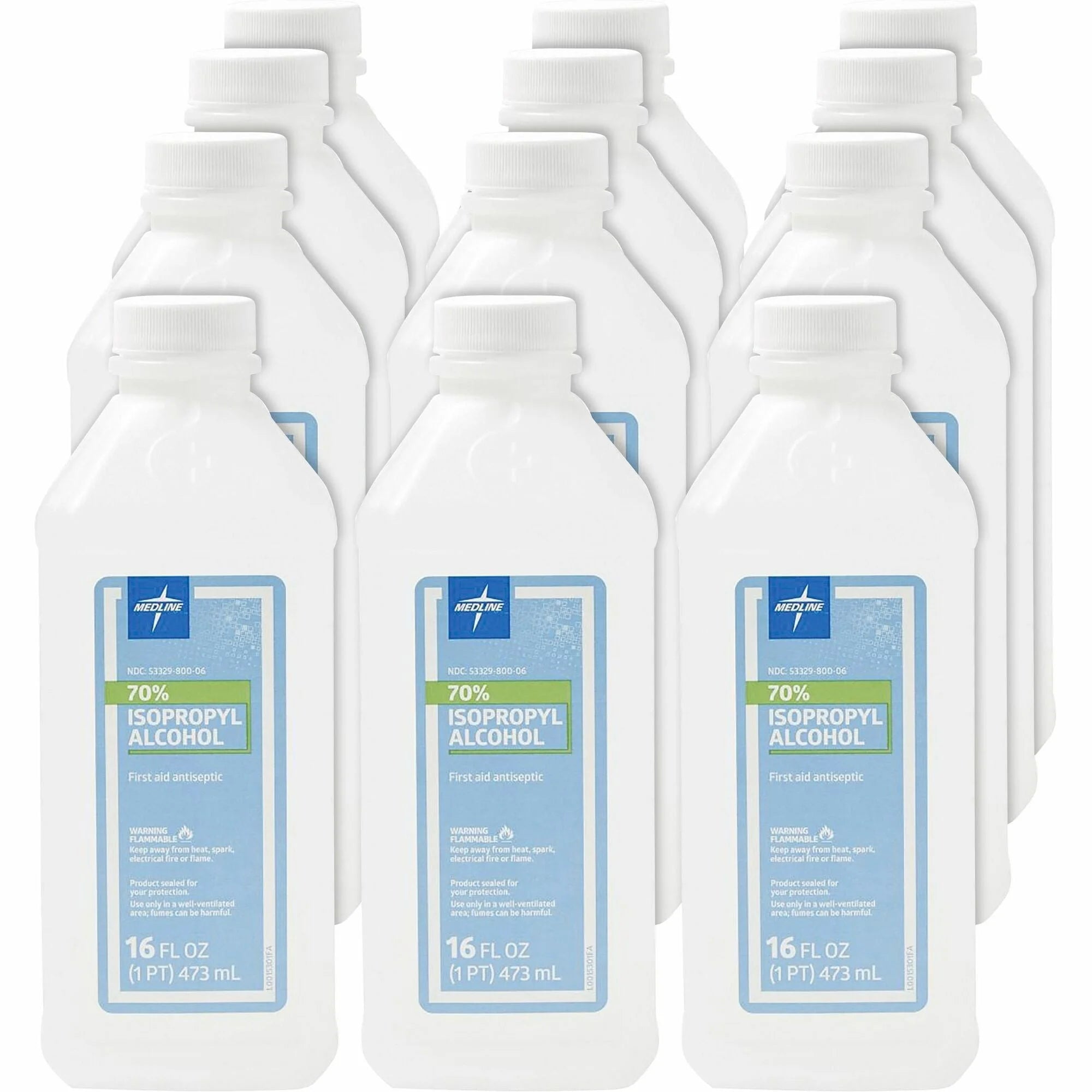 Medline Isopropyl Rubbing Alcohol: 16 fl oz - 12/Carton - Wound Care