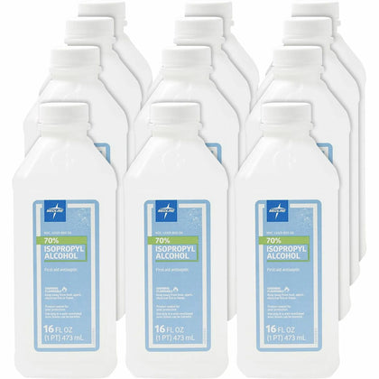 Medline Isopropyl Rubbing Alcohol: 16 fl oz - 12/Carton - Wound Care