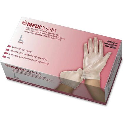 Medline MediGuard Vinyl Exam Gloves - Large Size Latex-free Durable - 150/Box