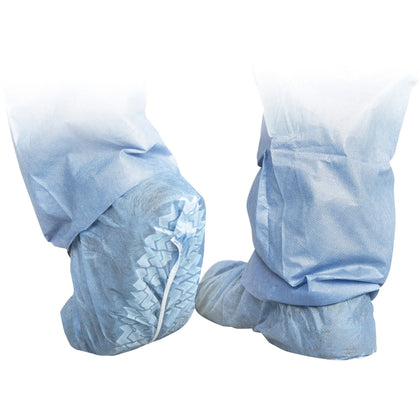 Medline Protective Shoe Covers: Extra Large Blue Polypropylene - Fluid Resistant Breathable Latex-free - Gear