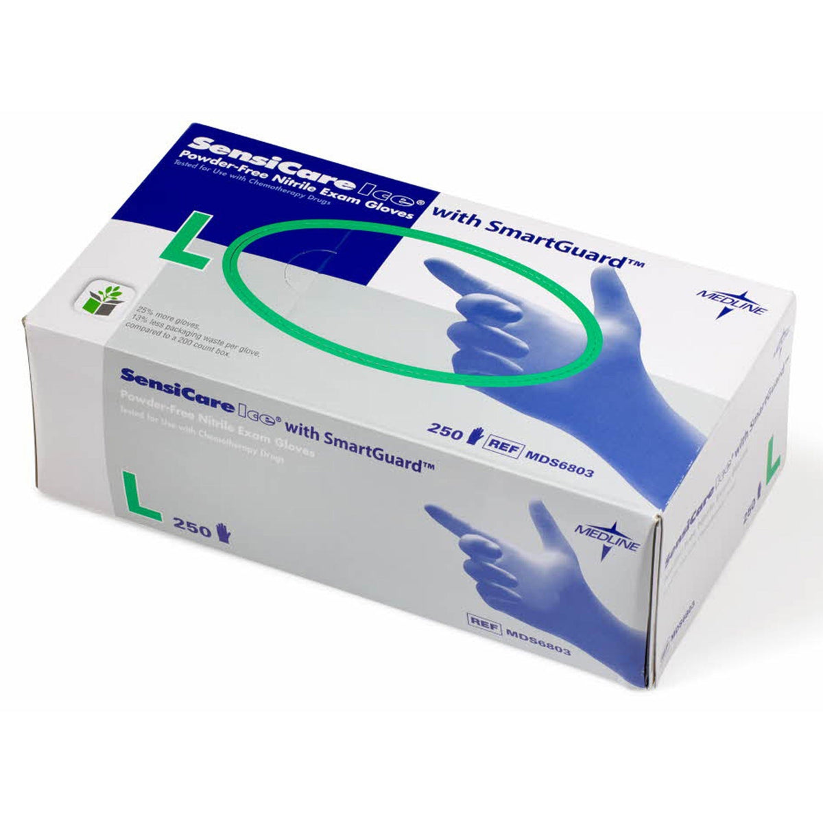 Medline SensiCare Ice Blue Nitrile Exam Gloves - 2000