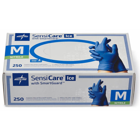 Medline SensiCare Ice Blue Nitrile Exam Gloves - 2000
