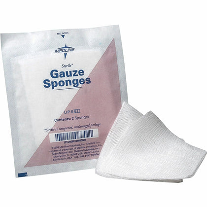 Medline Sterile Cotton Gauze Sponges - 12 Ply - 3’’ x - White - 80/Box - Bandages & Wraps