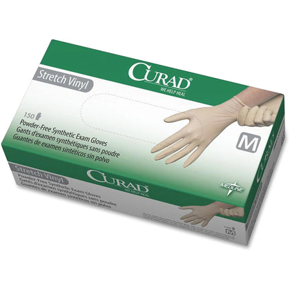 Medline Stretch Vinyl Exam Gloves - Medium Cream - Latex-free Non-sterile - 150/Box