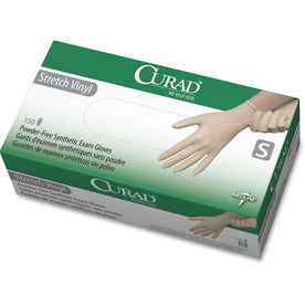 Medline Stretch Vinyl Exam Gloves - Small Size Cream - Latex-free Non-sterile - 150/Box
