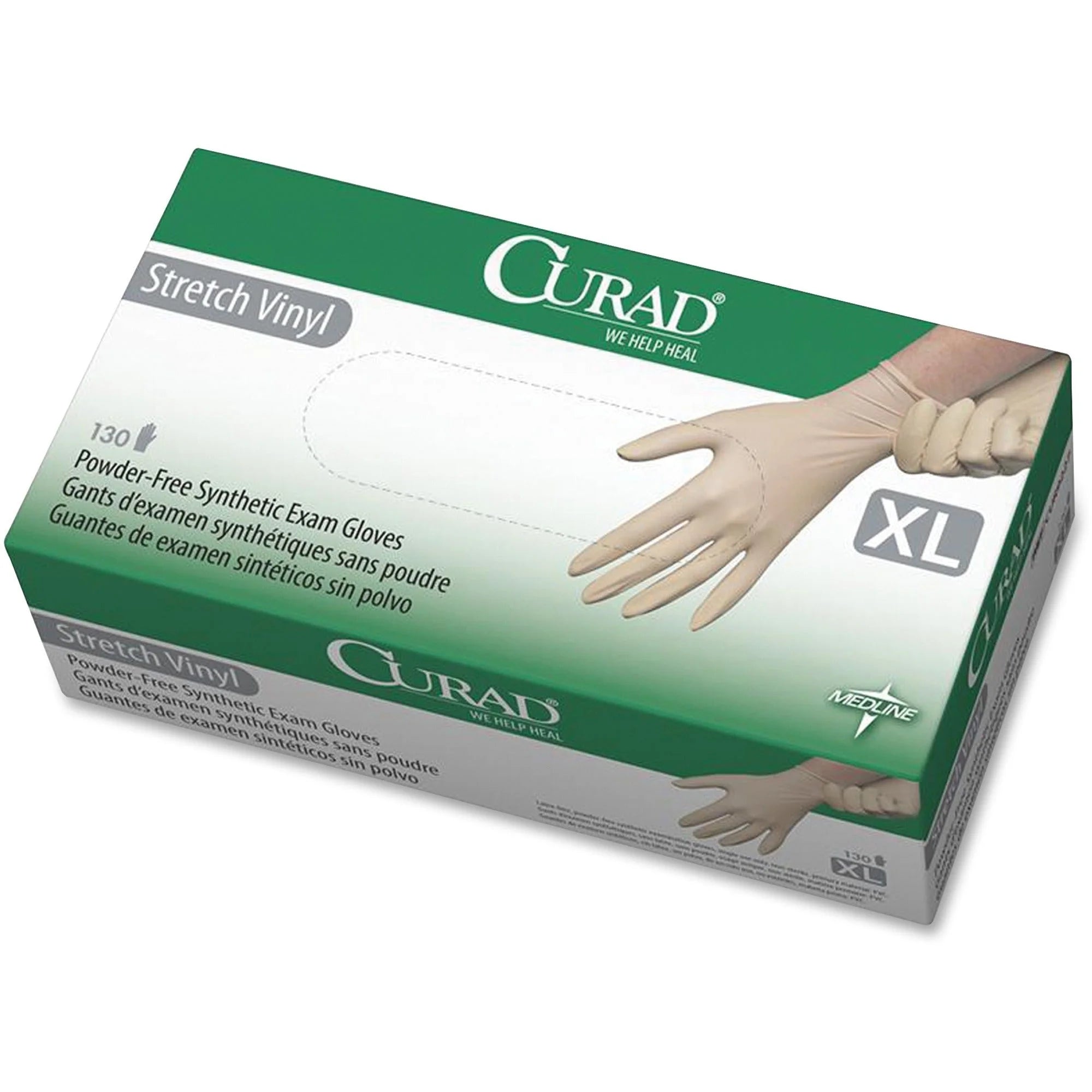 Medline Stretch Vinyl Exam Gloves - X-Large Cream Latex-free