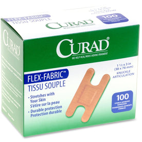 Medline Woven Adhesive Bandages: Tan 1.50’’ x 3’’ - 100/Box - Bandages & Wraps