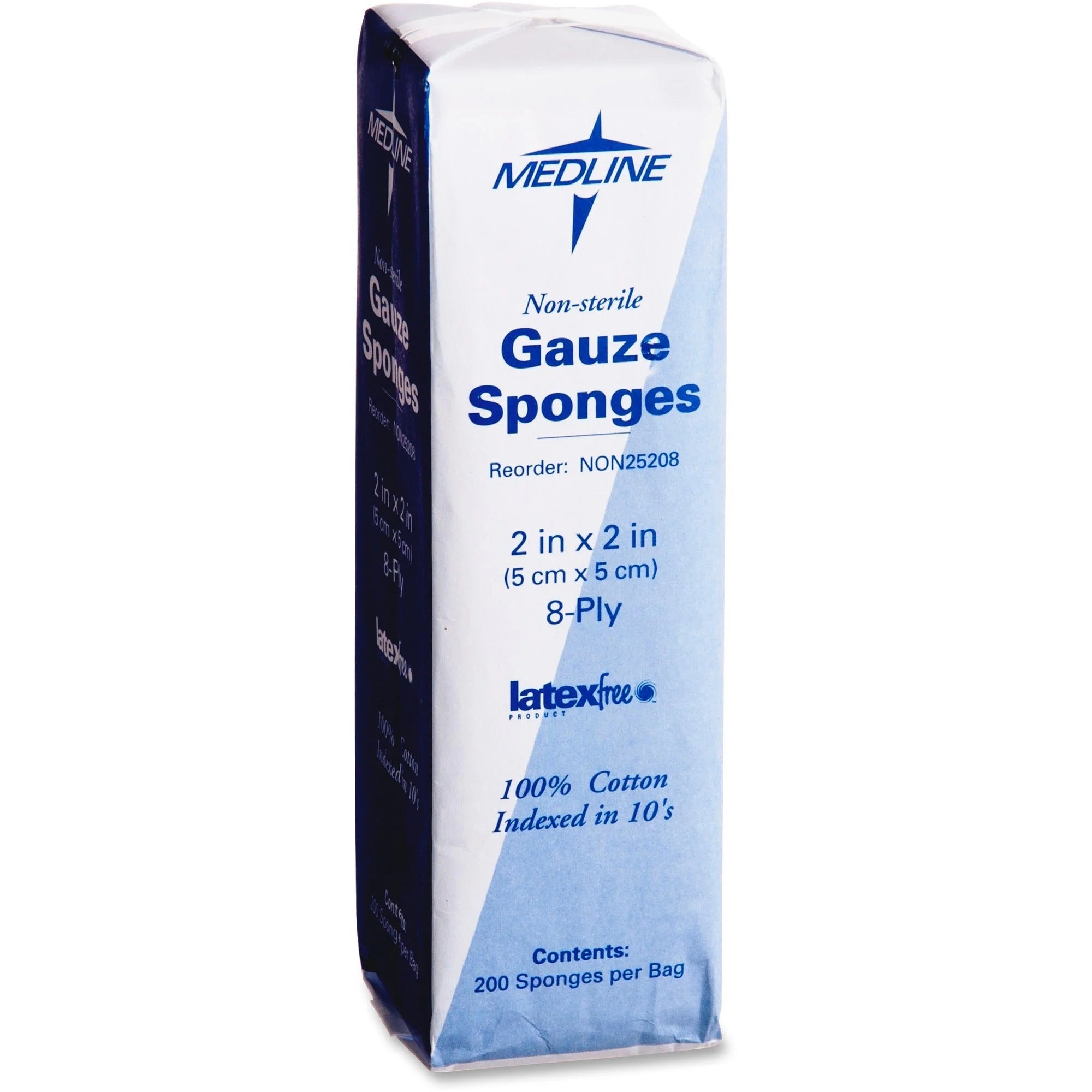 Medline Woven Gauze Sponges: 8-Ply 2’’ x White - 200/Box - Bandages & Wraps