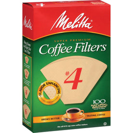 Melitta Super Premium No. 4 Coffee Filters - 100 Pack - Gluten-Free & Disposable