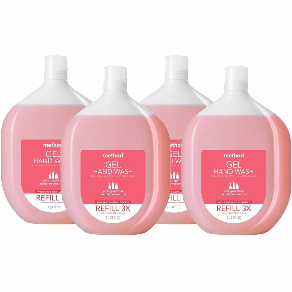 Method Pink Grapefruit Gel Hand Wash - Refreshing Scent - 12 fl oz - Refillable Bottle Dispenser - 6/Carton