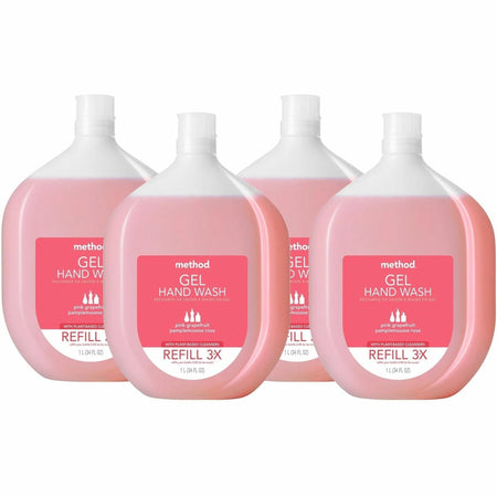 Method Pink Grapefruit Gel Hand Wash - Refreshing Scent - 12 fl oz - Refillable Bottle Dispenser - 6/Carton