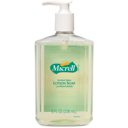 Micrell Antibacterial Lotion Soap: Citrus Scent 8 fl oz Push Pump Dispenser - Kill Germs Hand Care - Soaps/Cleaners