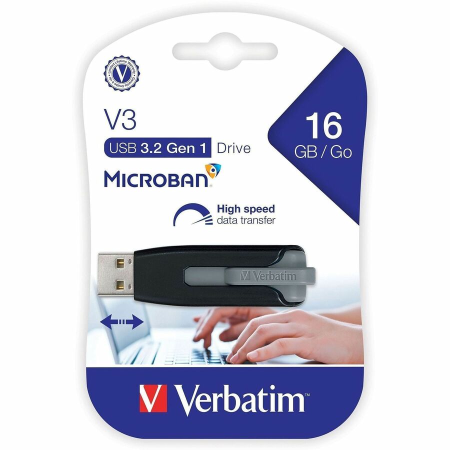 Microban 16GB Store 'n' Go V3 USB 3.2 Gen 1 Flash Drive - Gray - Alternate-Image6