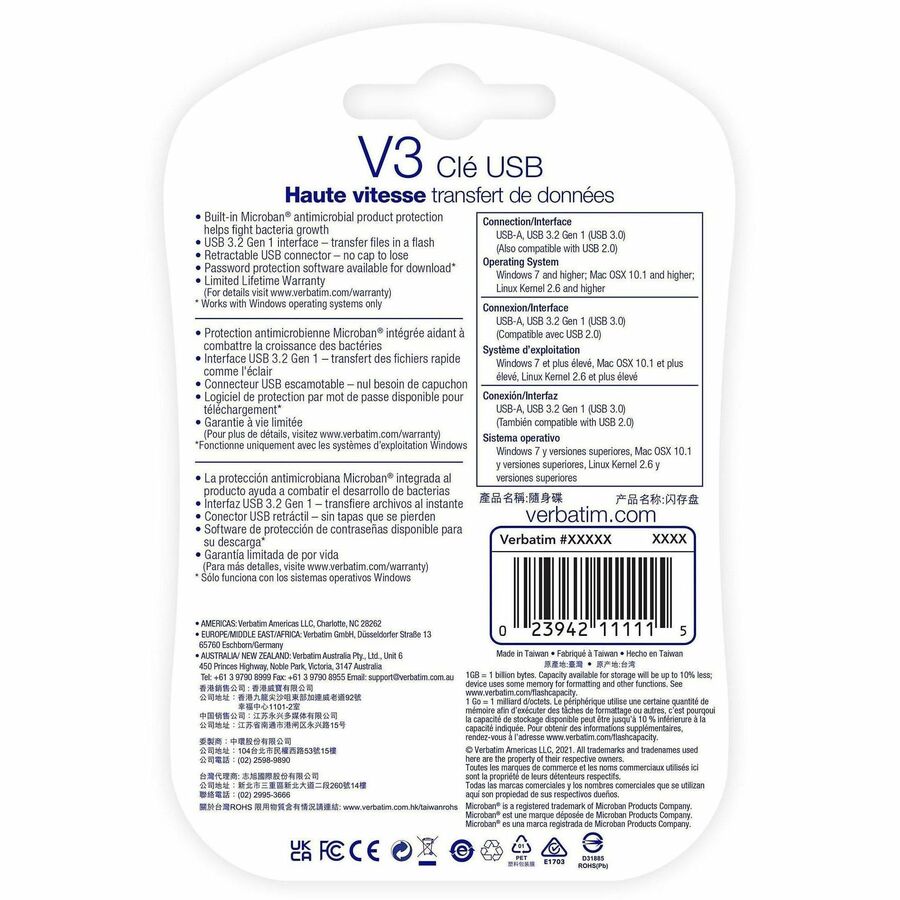 Microban 16GB Store 'n' Go V3 USB 3.2 Gen 1 Flash Drive - Gray - Alternate-Image7