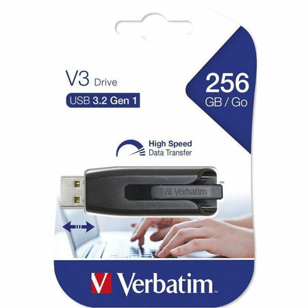 Verbatim 256GB Store 'n' Go V3 USB 3.2 Gen 1 Flash Drive - Gray - Alternate-Image2