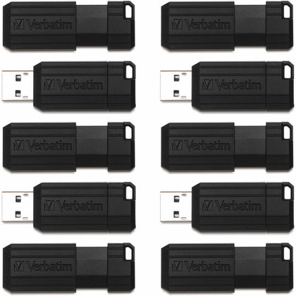 Microban 64GB PinStripe USB Flash Drive - Business 10pk - Black - Memory & Drives