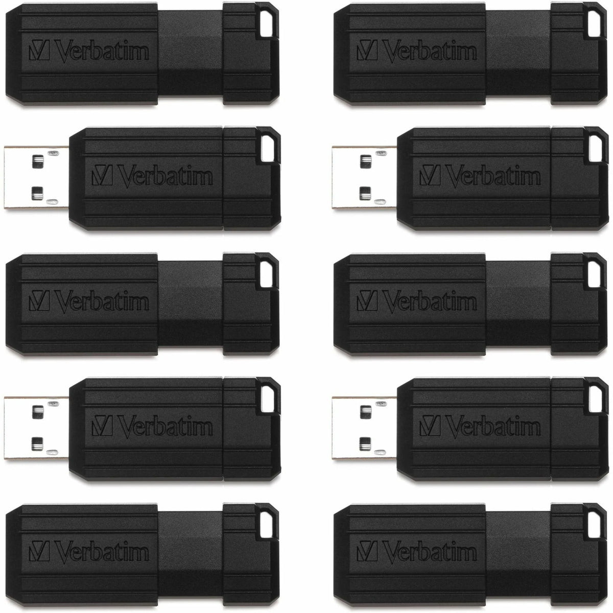 Microban 64GB PinStripe USB Flash Drive - Business 10pk - Black - Memory & Drives