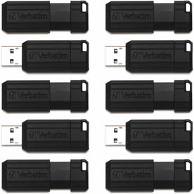 Microban 64GB PinStripe USB Flash Drive - Business 10pk - Black - Memory & Drives