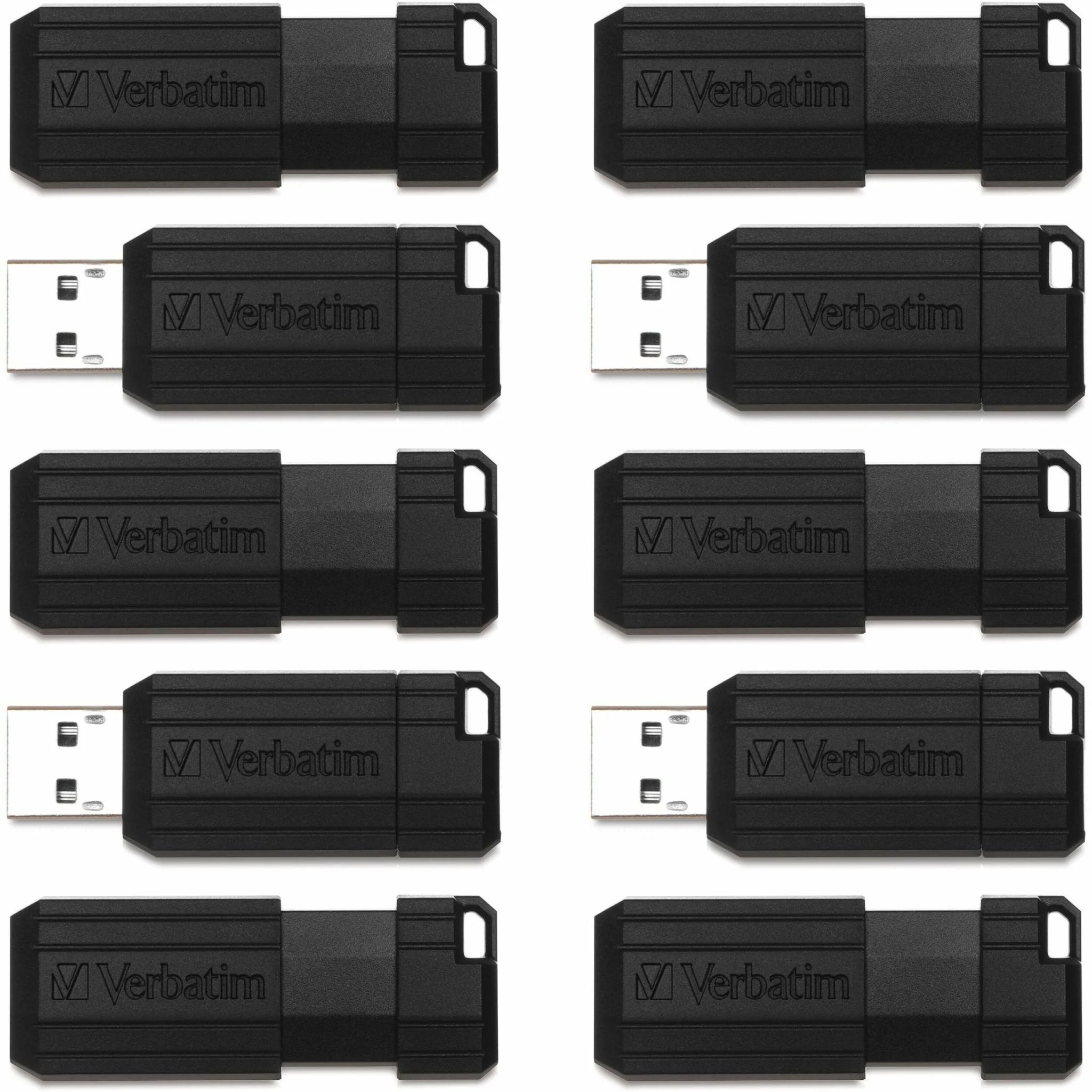 Microban 64GB PinStripe USB Flash Drive - Business 10pk - Black - Memory & Drives