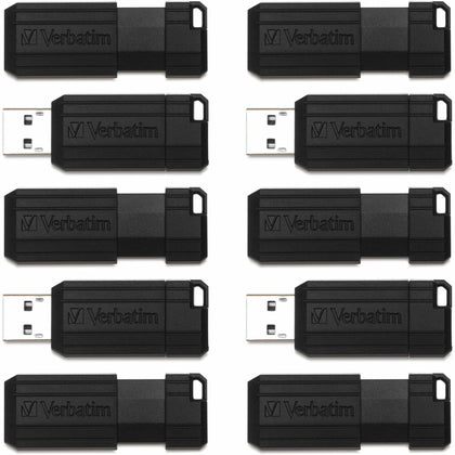 Microban 64GB PinStripe USB Flash Drive - Business 10pk - Black - Memory & Drives