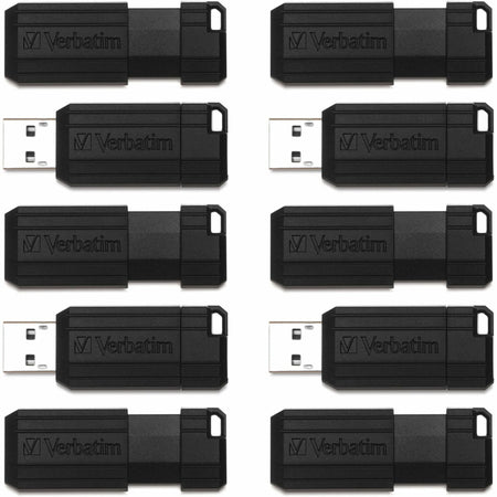 Microban 64GB PinStripe USB Flash Drive - Business 10pk - Black - Memory & Drives