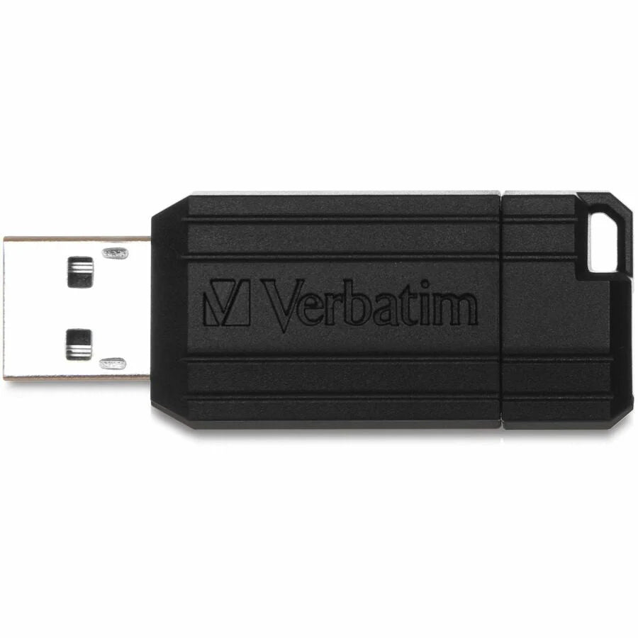 Microban PinStripe USB Flash Drive - 8 GB - 2.0 - Black - Lifetime Warranty - Memory & Drives