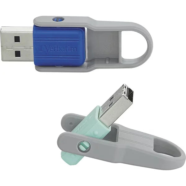 Microban Store ’n’ Flip 32GB USB Flash Drive - Blue/Mint 2-Pack - Memory & Drives