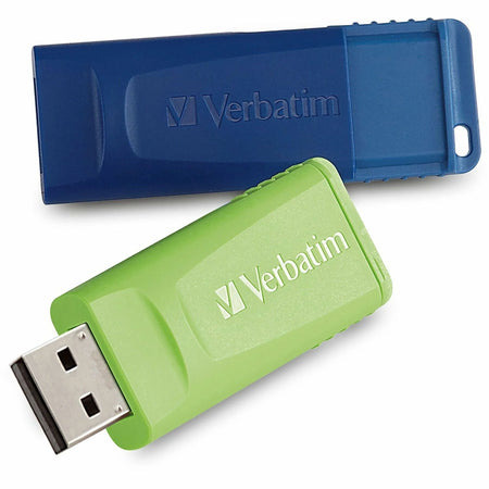 Microban Store ’n’ Go 32GB USB Flash Drive - 2pk Blue/Green - Lifetime Warranty - Memory & Drives