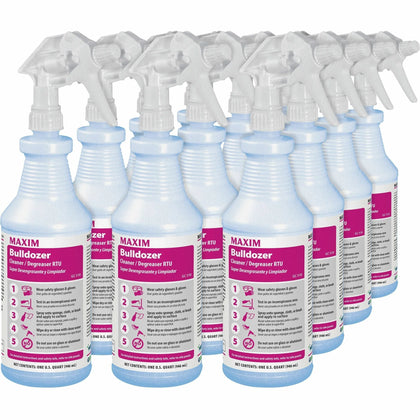 Midlab Bulldozer Cleaner/Degreaser RTU - Ready-To-Use - 32 fl oz (1 quart) - Lemon Scent - 12 / Carton - Strong