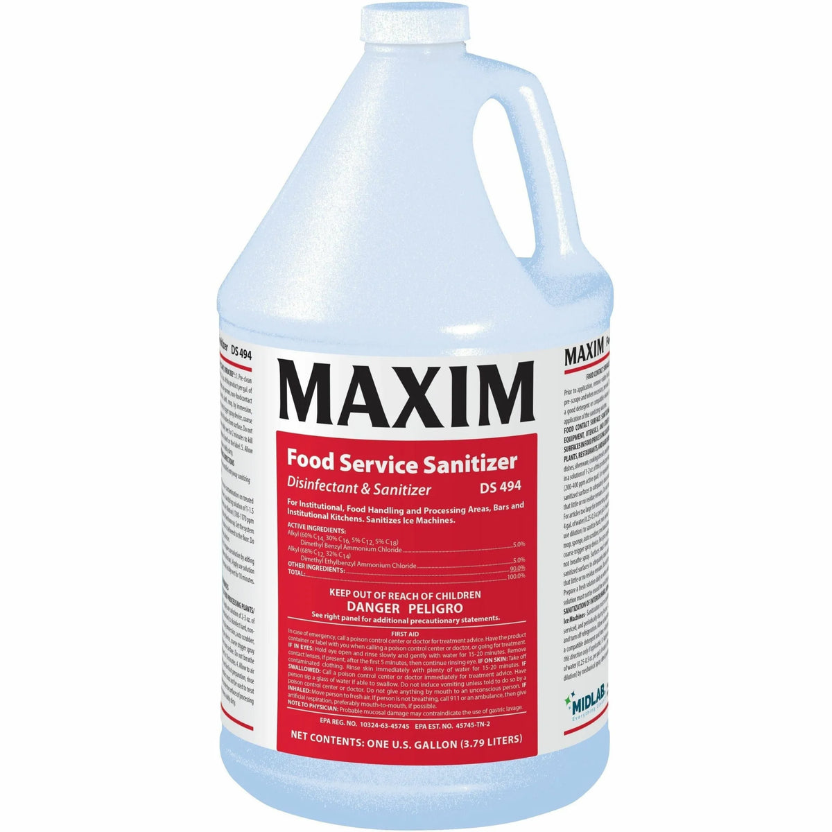Midlab Surface Sanitizer - For Multi - Liquid - 4 / Carton - Disinfectant - White - Disinfectants