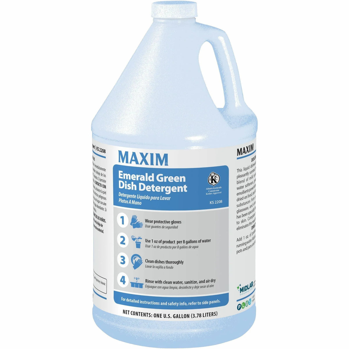 Midlab Liquid Dish Detergent - For - Concentrate - 128 fl oz (4 quart) - Herbal Bouquet Scent - 4 / Carton - Pleasant