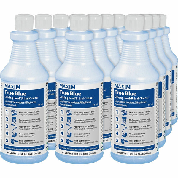 Midlab True Blue Clinging Bowl Cleaner - Ready-To-Use - 32 fl oz (1 quart) - Mint Scent - 12 / Carton - Scrub-free